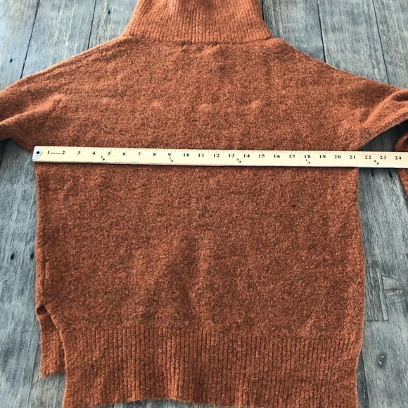 Zara Knit Womens Small Mockneck Pullover Sweater Orange Pumpkin Wool Mohair Cozy - Picture 5 of 7